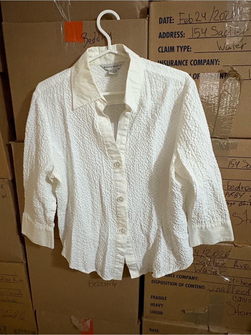 White Crinkle Button-Down Shirt